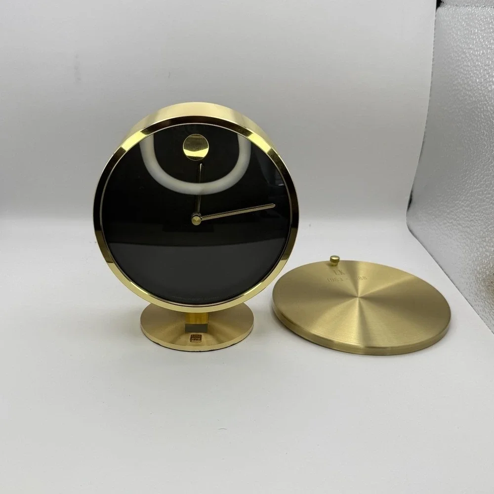 VINTAGE HOWARD MILLER NATHAN GEORGE HORWITT BRASS MUSEUM DESK CLOCK MOVADO MCM